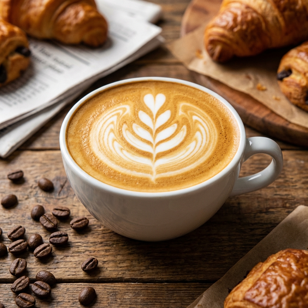 Classic Latte with rosetta art